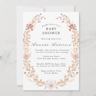 Invitation Baby Shower Fleurs Sauvages Élégantes