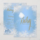 Invitation Baby Shower Flocon de Neige Bleu (Devant / Derrière)