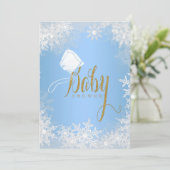 Invitation Baby Shower Flocon de Neige Bleu (Debout devant)