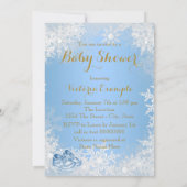 Invitation Baby Shower Flocon de Neige Bleu (Dos)