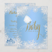 Invitation Baby Shower Flocon de Neige Bleu (Devant / Derrière)