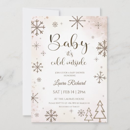 Invitation Baby shower flocon de neige d'hiver  (Devant)