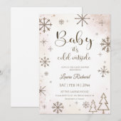 Invitation Baby shower flocon de neige d'hiver  (Devant / Derrière)