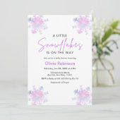 Invitation Baby Shower Flocon de Neige Hiver  (Debout devant)