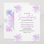 Invitation Baby Shower Flocon de Neige Hiver  (Devant / Derrière)