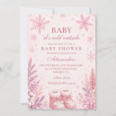 Invitation Baby Shower Flocon de Neige Rose (Devant)