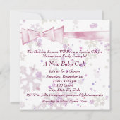 Invitation Baby Shower Flocon de Neige Rose Hiver Blanc (Dos)