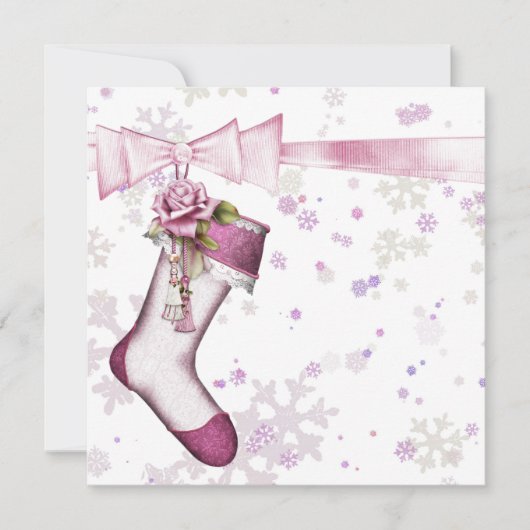 Invitation Baby Shower Flocon de Neige Rose Hiver Blanc (Devant)