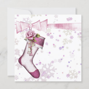Invitation Baby Shower Flocon de Neige Rose Hiver Blanc