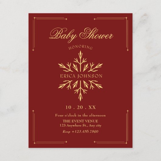 Invitation Baby Shower flocon de Noël (Devant)