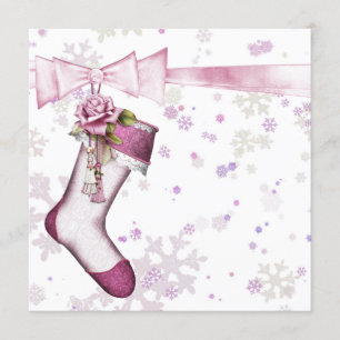 Invitation Baby Shower Flocons de neige roses en hiver blanc