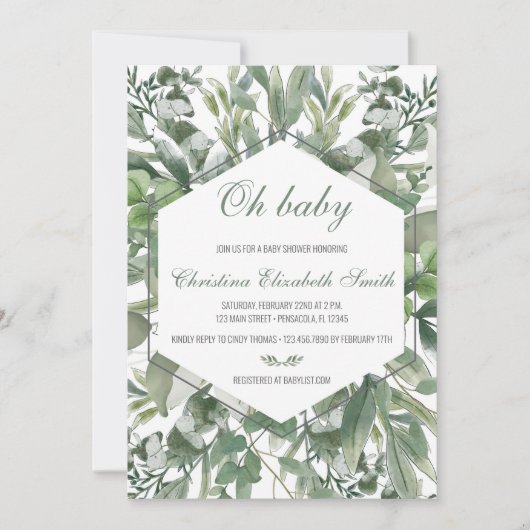 Invitation Baby shower floral (Devant)