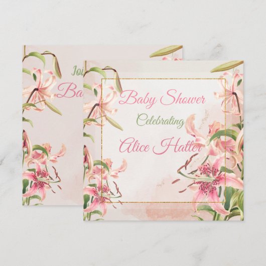 Invitation Baby shower floral (Devant / Derrière)