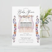 Invitation Baby shower floral (Debout devant)