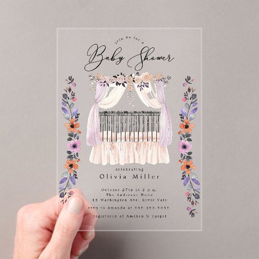 Invitation Baby shower floral (In situ (ordinateur de poche))