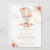 Invitation Baby shower floral à air chaud par Mail Animaux (Devant)