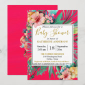Invitation Baby shower floral à aquarelle blanche et blanche (Devant / Derrière)