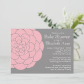 Invitation Baby shower floral à fleurs de dahlia rose moderne (Debout devant)