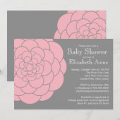 Invitation Baby shower floral à fleurs de dahlia rose moderne (Devant / Derrière)