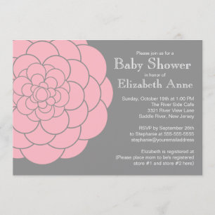 Invitation Baby shower floral à fleurs de dahlia rose moderne