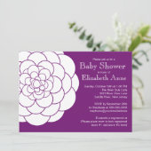 Invitation Baby shower floral à fleurs de dahlia violette mod (Debout devant)