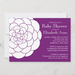Invitation Baby shower floral à fleurs de dahlia violette mod