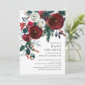 Invitation Baby shower floral à fleurs d'hiver (Debout devant)