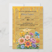 Invitation Baby shower floral à goutte d'abeille à miel  (Devant)