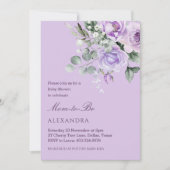 Invitation Baby shower floral à l'aquarelle de lavande (Devant)