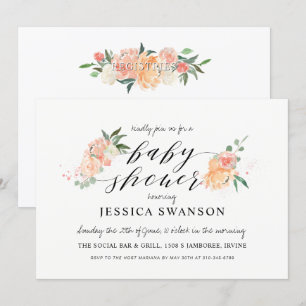 Invitation Baby shower floral à l'aquarelle de printemps