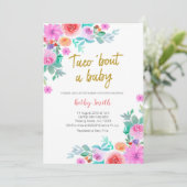 Invitation BABY SHOWER floral à l'or mexicain (Debout devant)