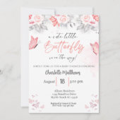 Invitation Baby shower floral à papillon aquarelle (Devant)