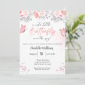 Invitation Baby shower floral à papillon aquarelle (Debout devant)
