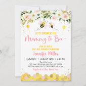 Invitation Baby shower Floral Abeille Rose (Devant)