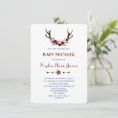 Invitation Baby shower Floral Antlers de Bourgogne (Debout devant)