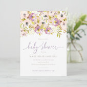 Invitation Baby shower Floral Aquarelle (Debout devant)