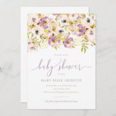 Invitation Baby shower Floral Aquarelle (Devant / Derrière)