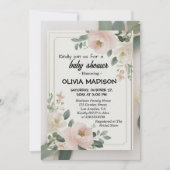 Invitation Baby shower floral aquarelle (Devant)