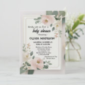 Invitation Baby shower floral aquarelle (Debout devant)