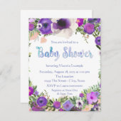 Invitation Baby shower floral aquarelle (Devant / Derrière)