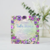 Invitation Baby shower floral aquarelle (Debout devant)