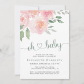 Invitation Baby shower Floral Aquarelle (Devant)