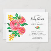 Invitation Baby shower floral aquarelle (Devant)