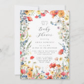 Invitation Baby Shower Floral Aquarelle Coloré (Devant)