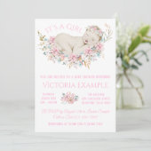 Invitation Baby shower Floral Aquarelle Filles (Debout devant)