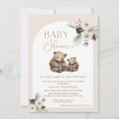 Invitation Baby shower Floral Arch Floral Ours Cub (Devant)