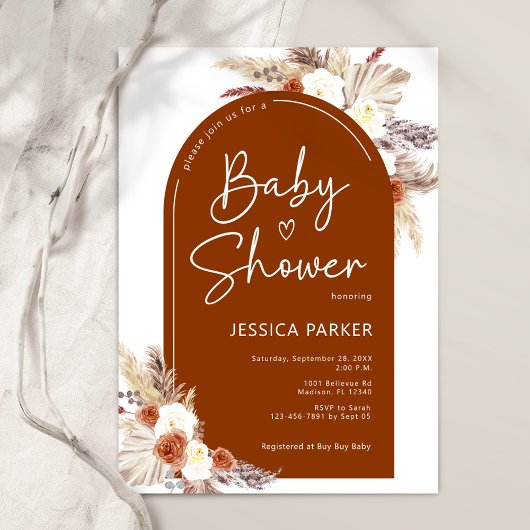 Invitation Baby shower Floral Arch Terracotta Boho