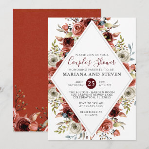 Invitation Baby Shower Floral Automne