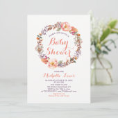 Invitation Baby shower Floral Automne Fille (Debout devant)