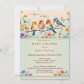 Invitation Baby shower Floral aux oiseaux de Cute Pastel (Devant)
